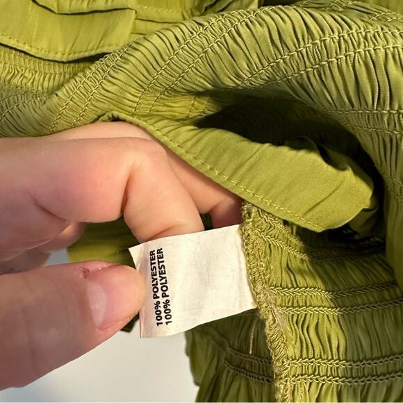 Ramy Brook Green Smocked Long Sleeve Crop Blouse Top Medium - Picture 9 of 10